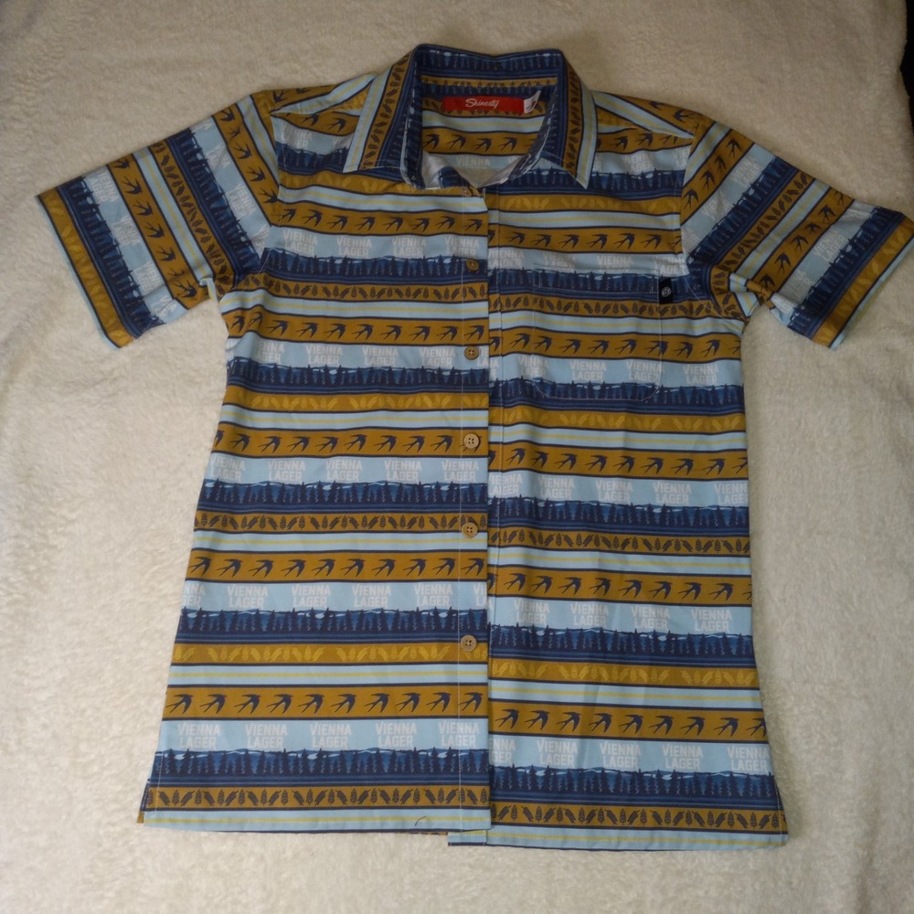 Vienna Lager Men Button-Down Short Sleeve Shinesty shirt 38"x59" Beer Can pocket